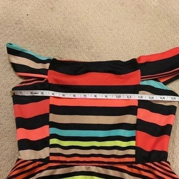 Derek Heart Women’s Dress Size Small Mini Multicolor Stripes NWOT - Picture 4 of 5